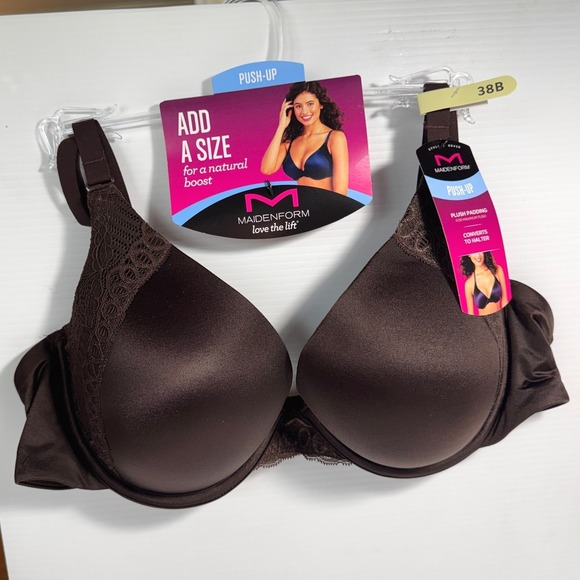 Maidenform Other - Maidenform DM9439 Push-Up Bra 38B Warm Cocoa Brown Convertible Halter NWT